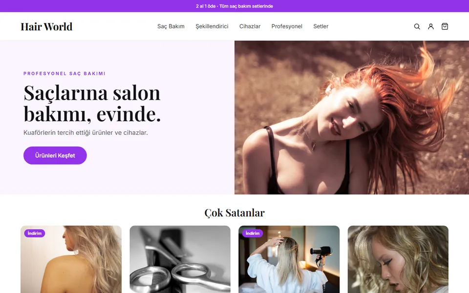 Hair World ana sayfası