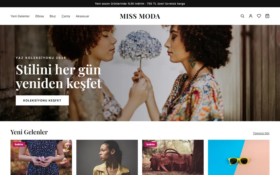 Miss Moda ana sayfası