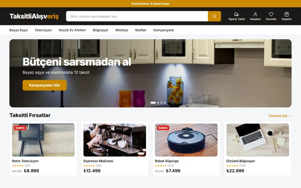 Taksitli Alışveriş ana sayfası